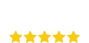 A row of five yellow stars on a white background.