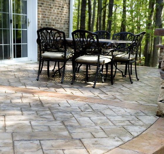 Newly installed concrete patio