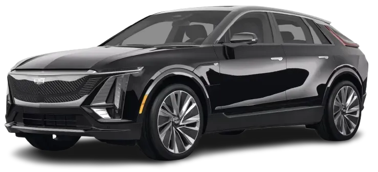 Black luxury sedan on a white background, shown in side view.
