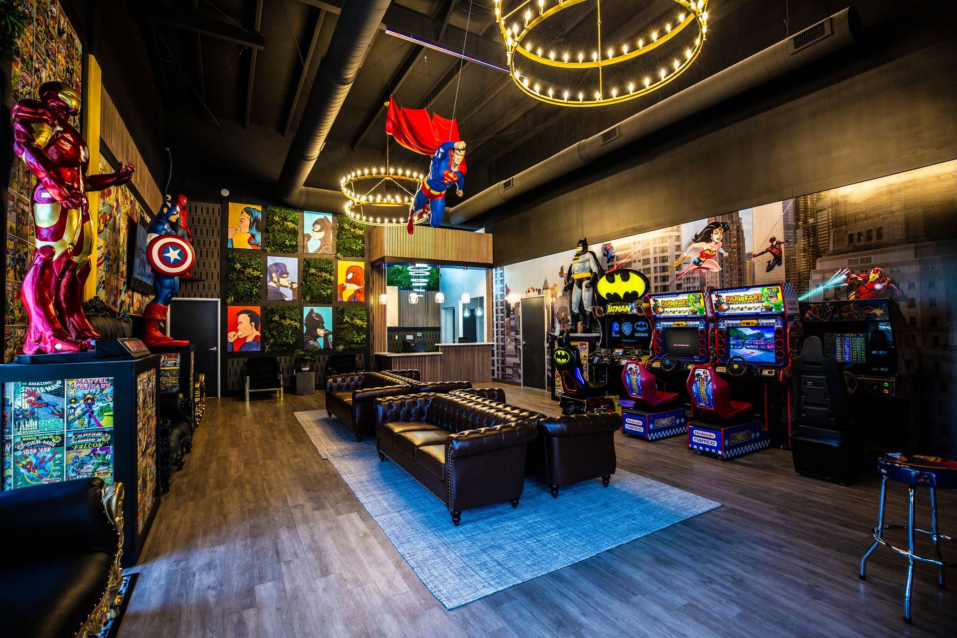 Super Dentists  in San Antonio  A living room filled with furniture and a bunch of arcade games.