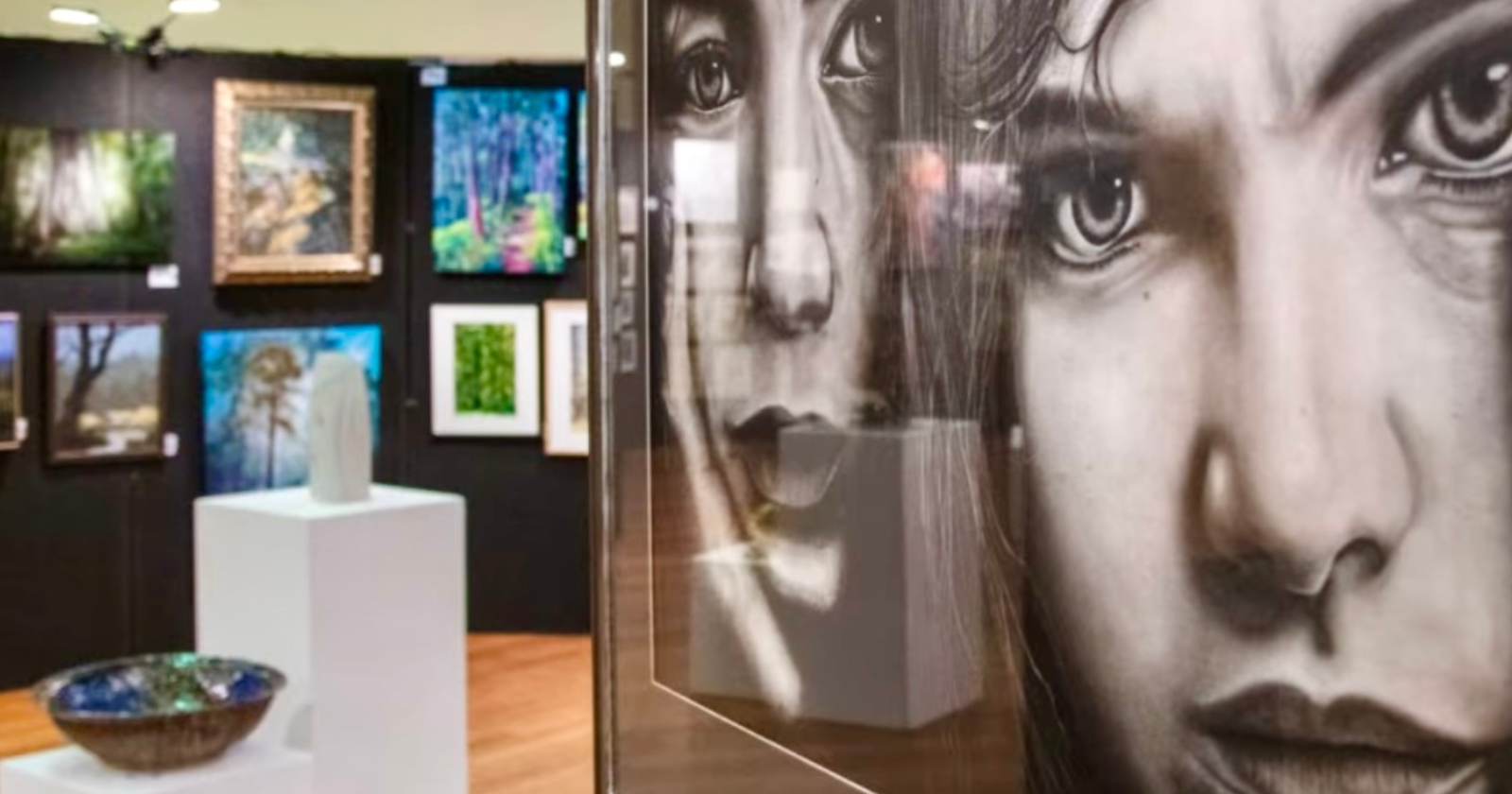 'Looking Fearless Against Evil' — a mixed media artwork by Trent Squires framed by ARTSHOP Toowoomba