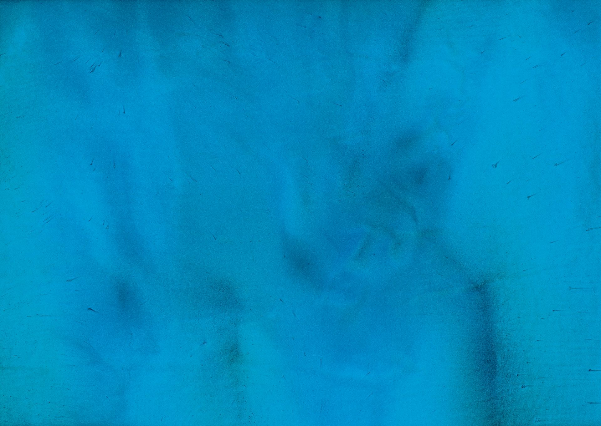 Abstract painting with shades of teal and blue blending together.