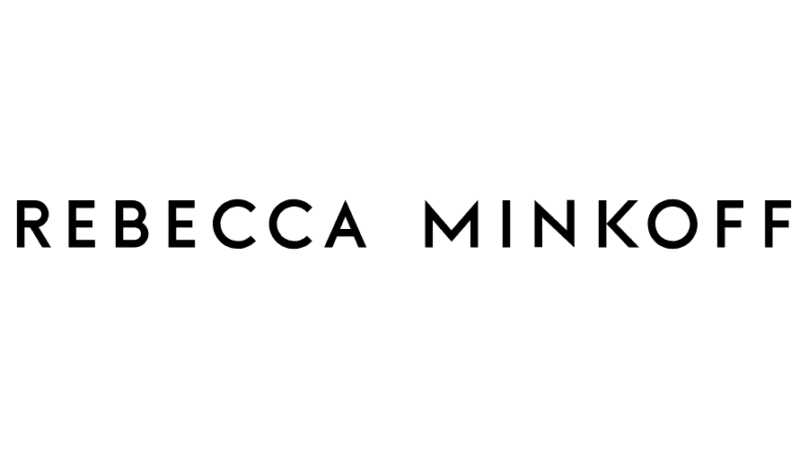 A black and white logo for rebecca minkoff on a white background.
