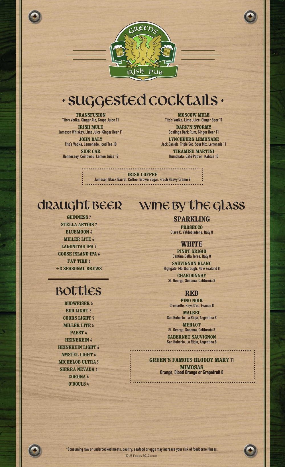 Green s Irish Pub Drink Menu 516 570 6220