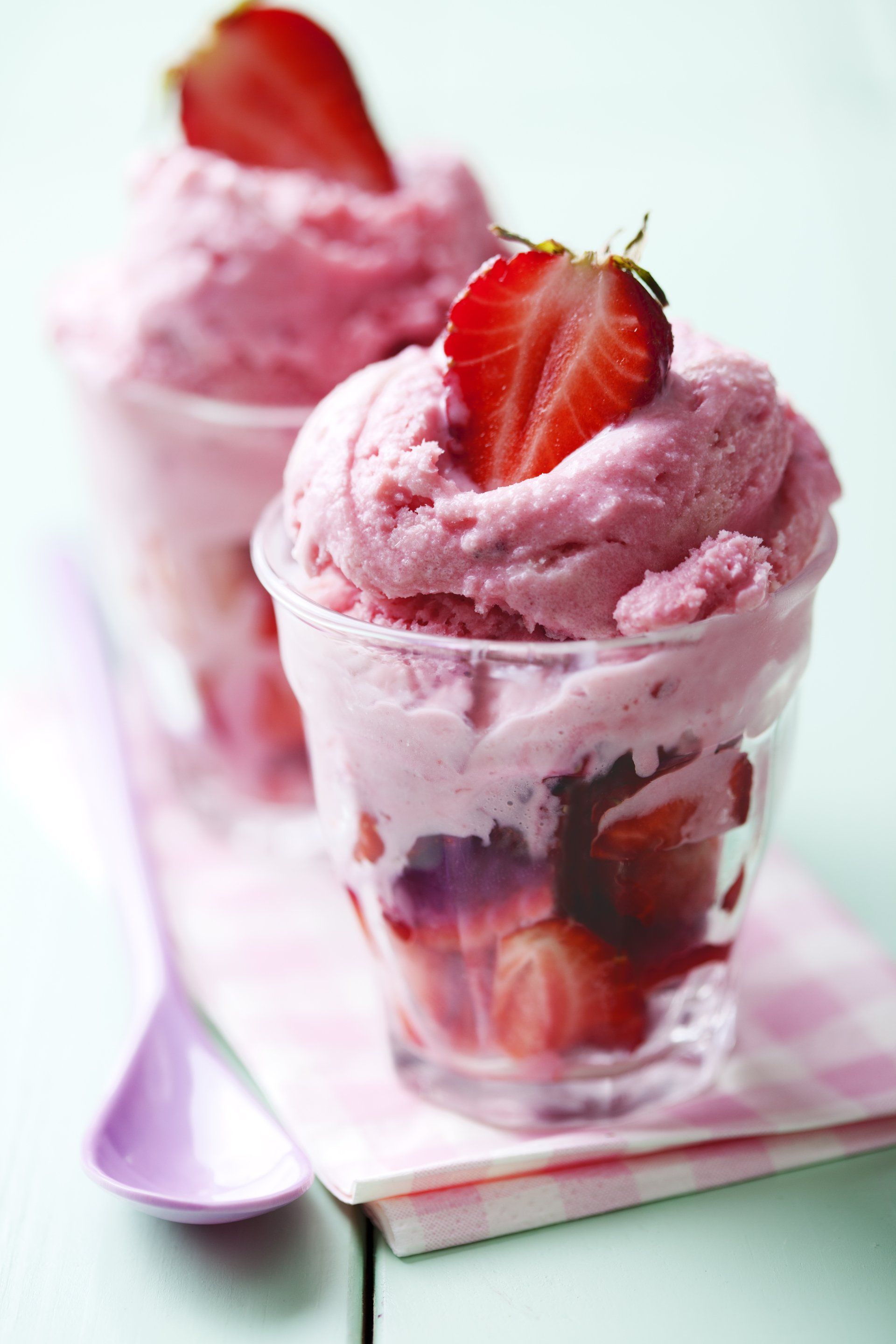 strawberry ice cream with fresh strawberries