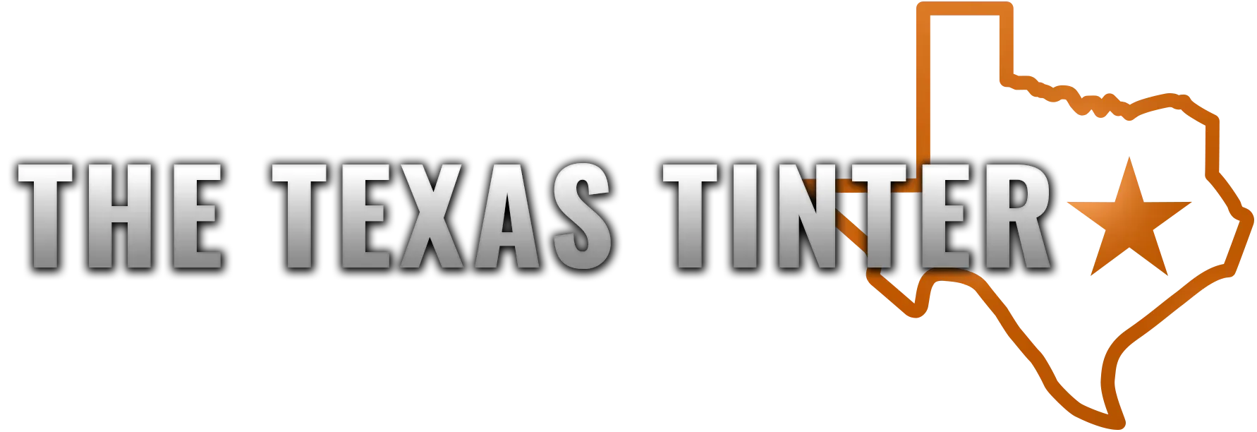 The Texas Tinter logo with text and an outline of Texas in brown with a star.