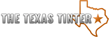 The Texas Tinter logo with text and an outline of Texas in brown with a star.