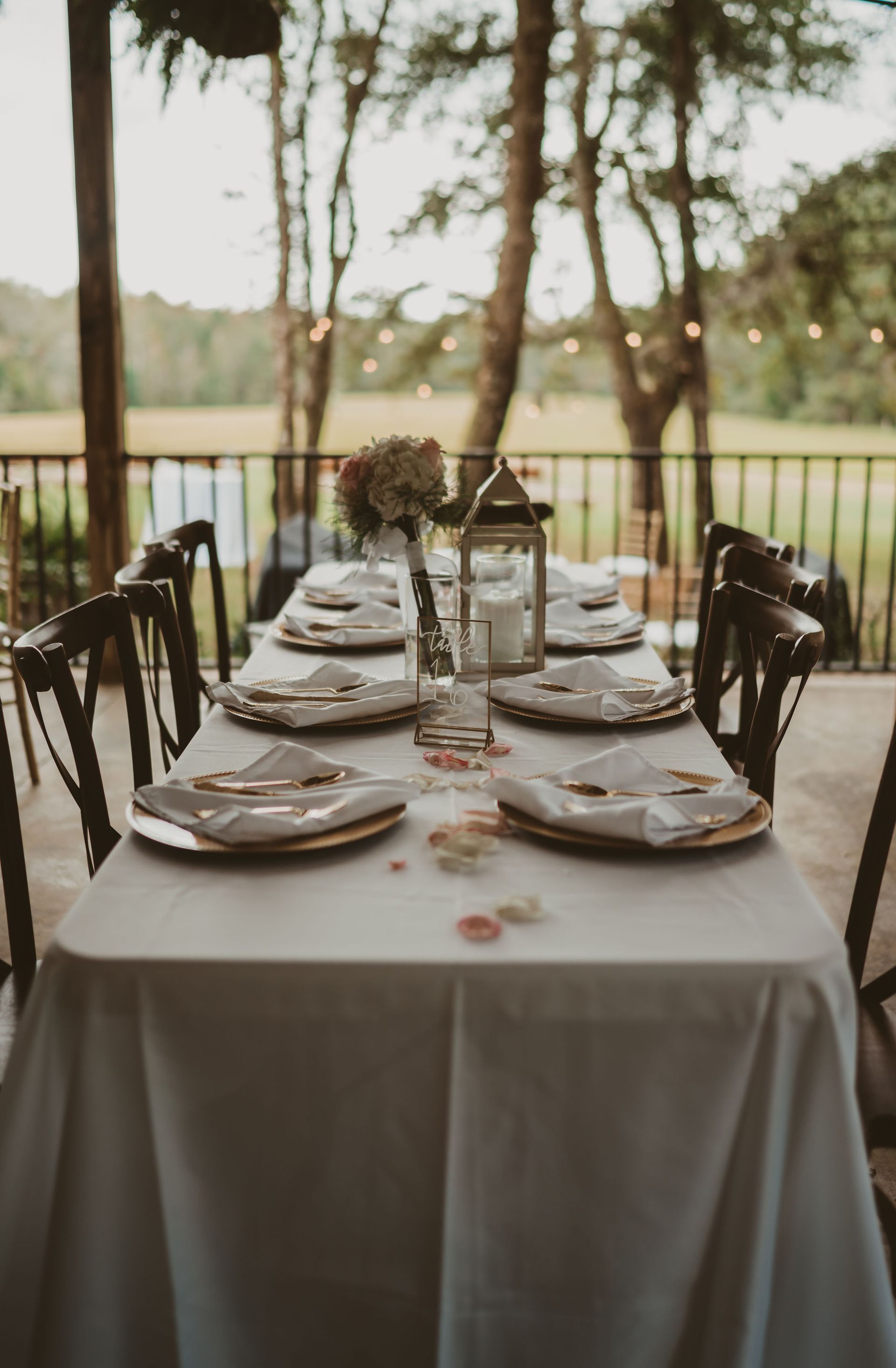 wedding reception on venue covered porch