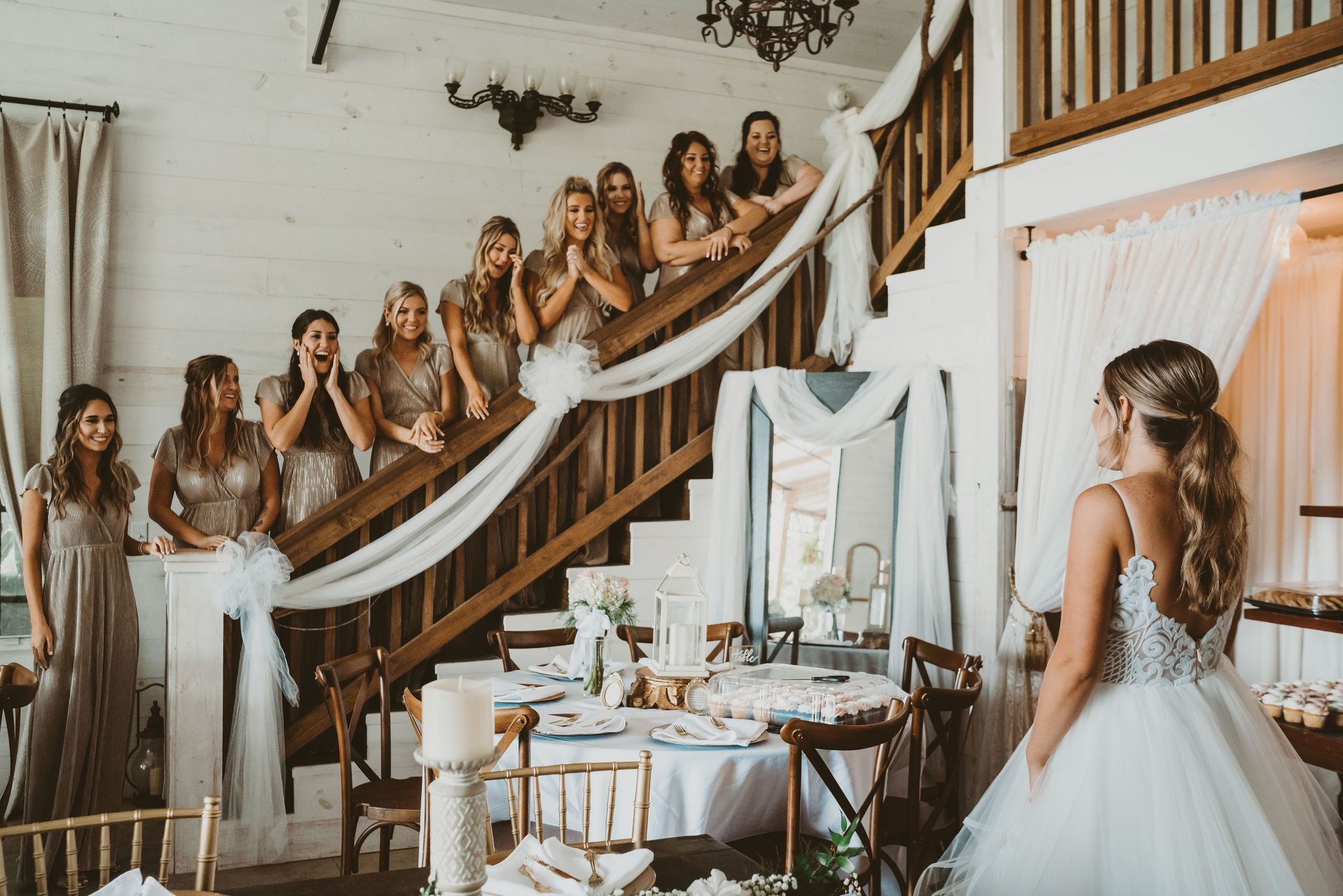 bridesmaids first look at bride