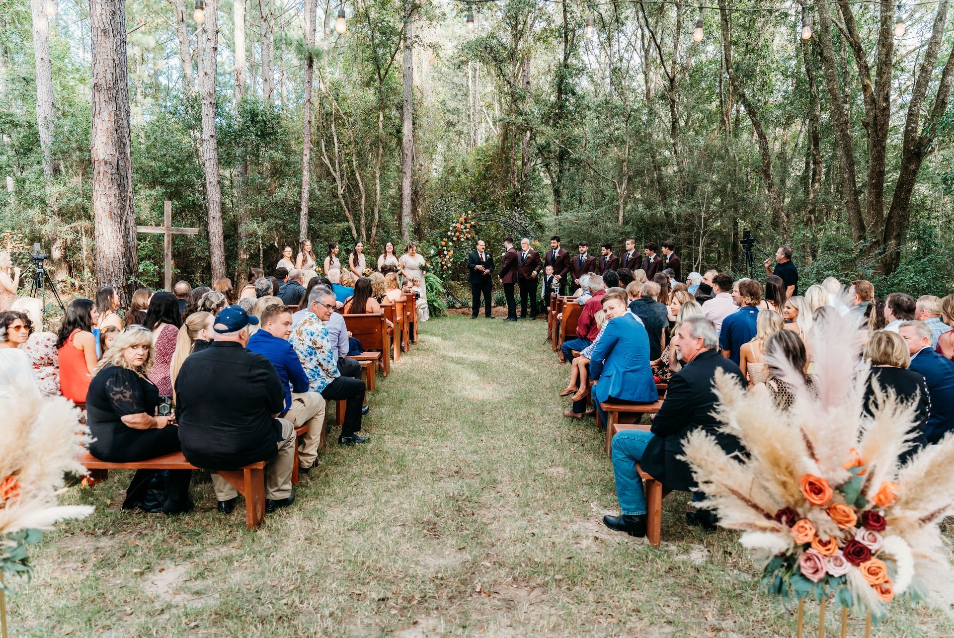 guests at outdoor wedding reception