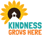 Kindness Grows Here Logo with school building and sunflower.  