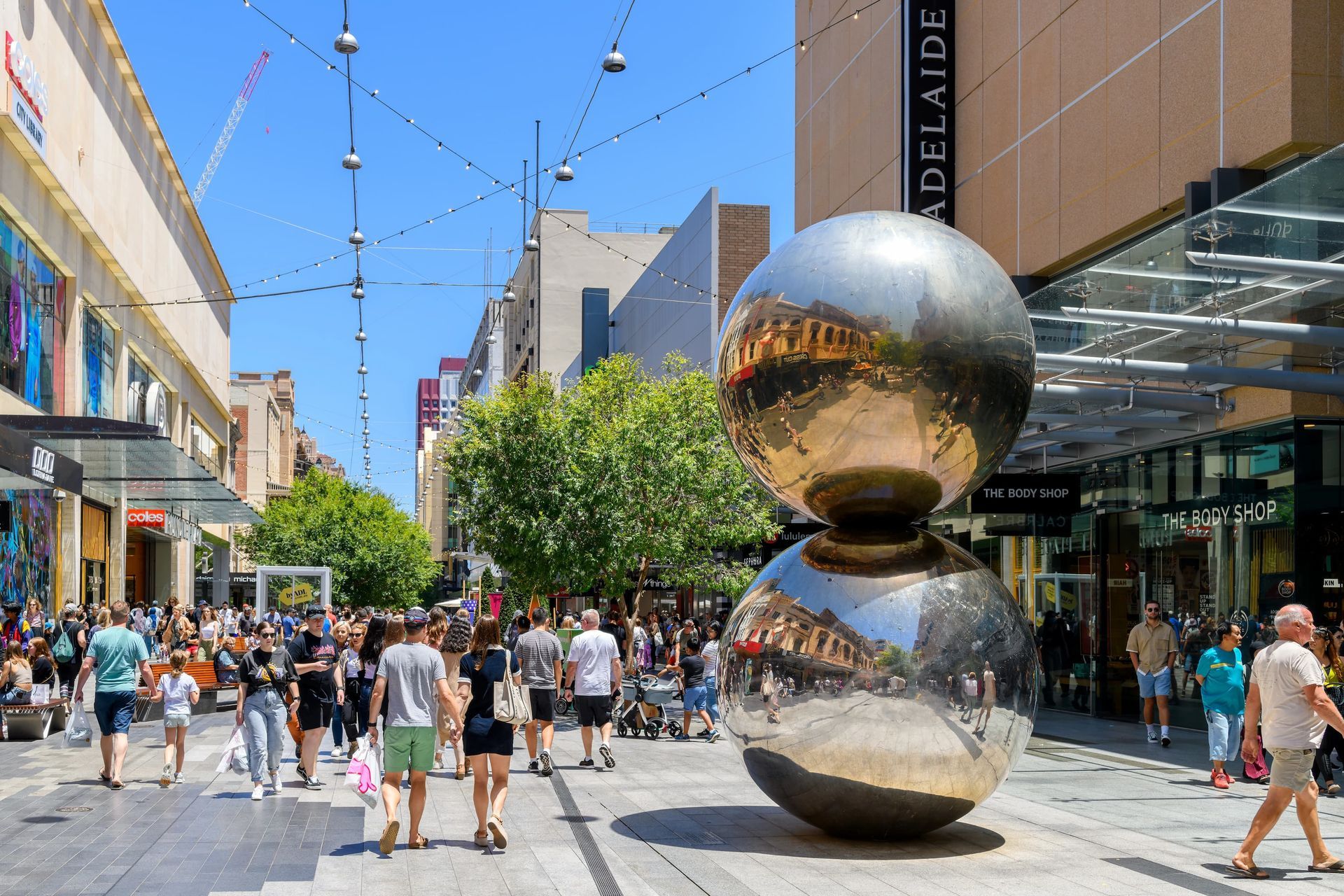Rundle Mall Adelaide with big balls