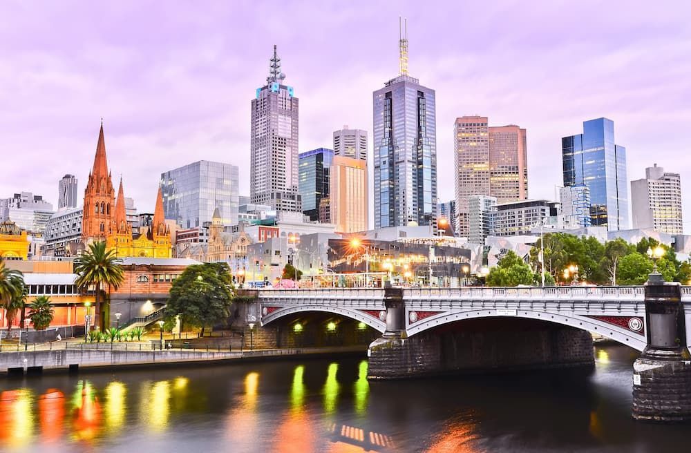 Melbourne city skyline at dusk