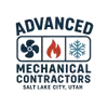Logo for Advanced Mechanical Contractors, Salt Lake City, Utah, with fan, flame, and snowflake icons.