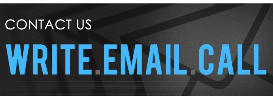 A sign that says contact us write email call