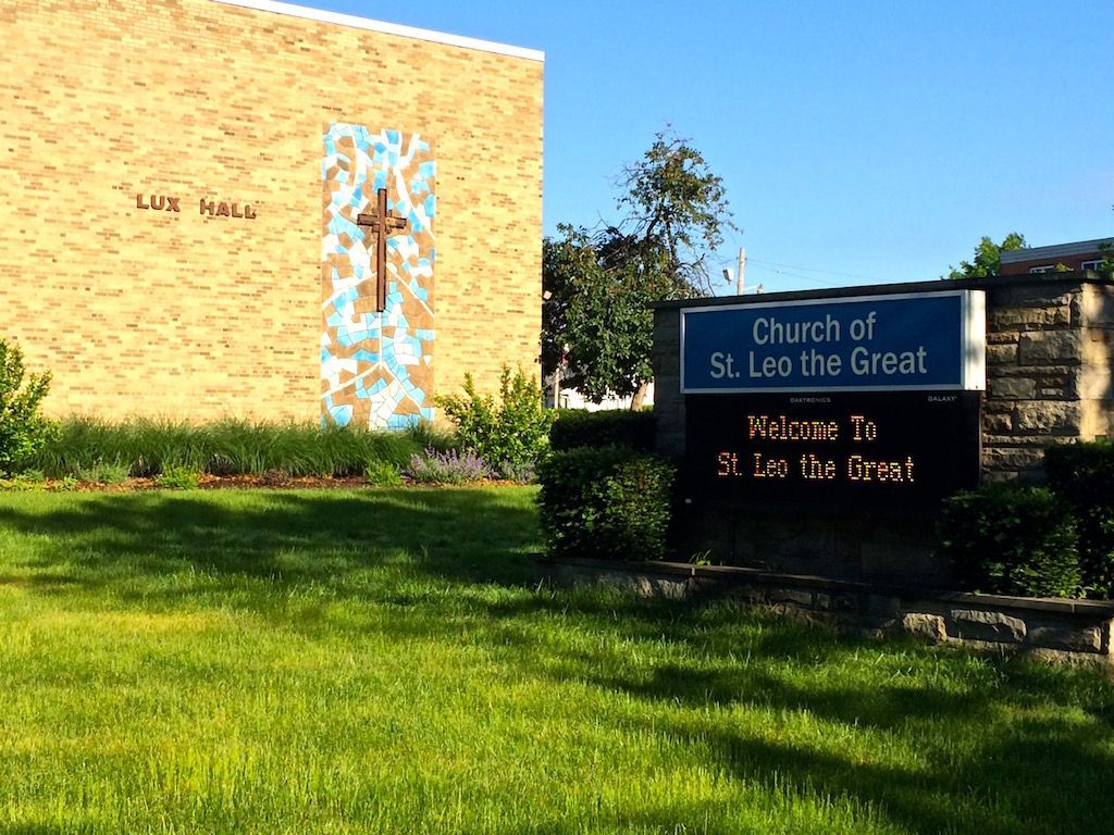 A sign for the church of st. leo the great