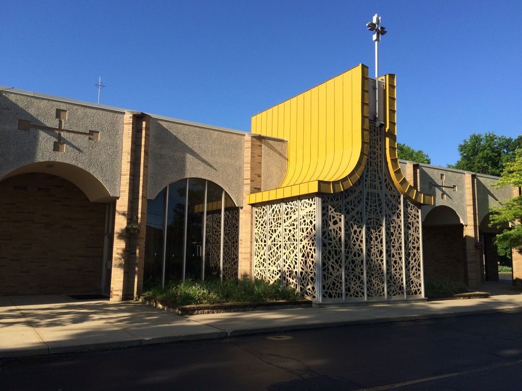 east exterior of the church