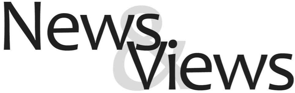 A black and white logo for news and views