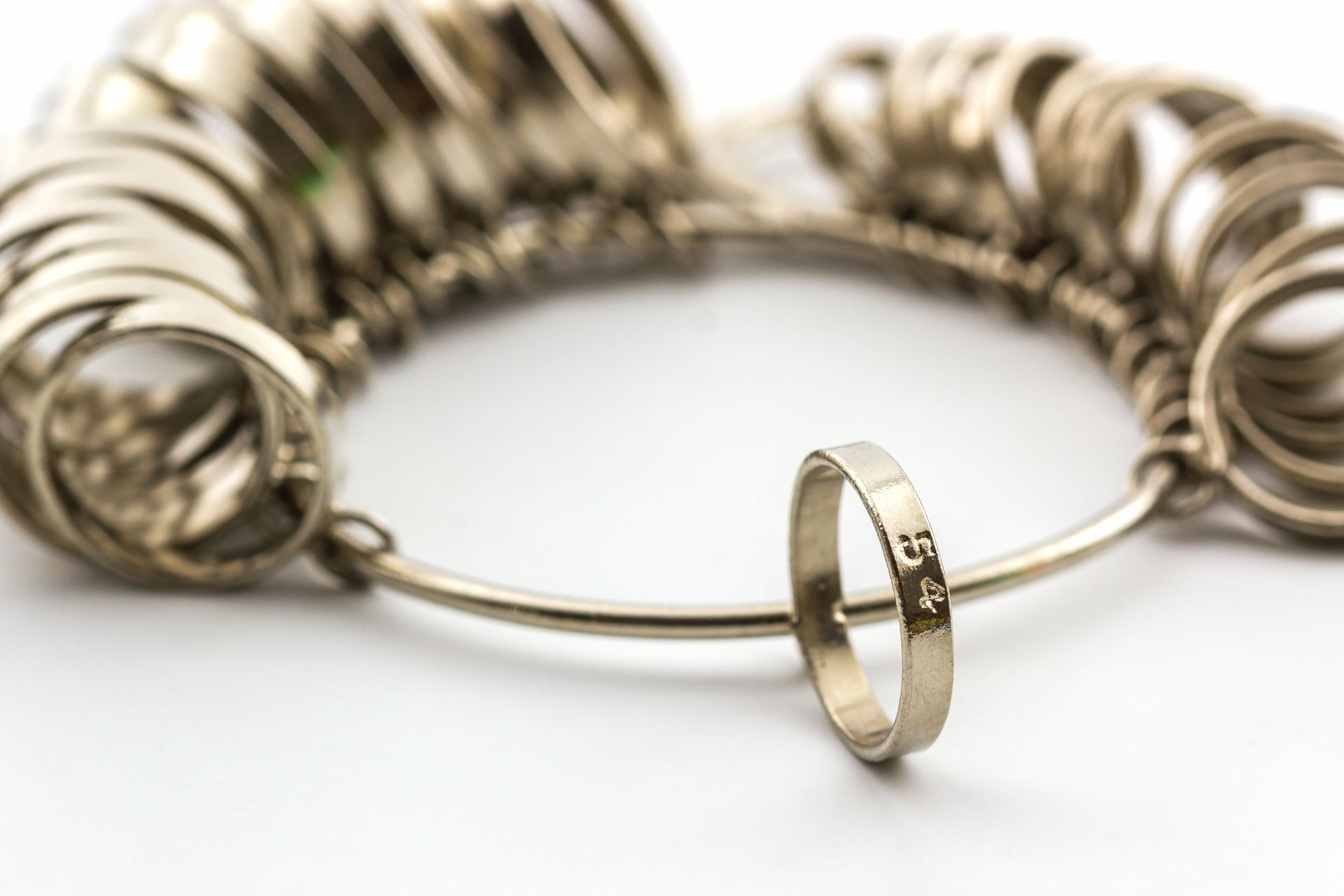 A ring is sitting on top of a ring measuring device.