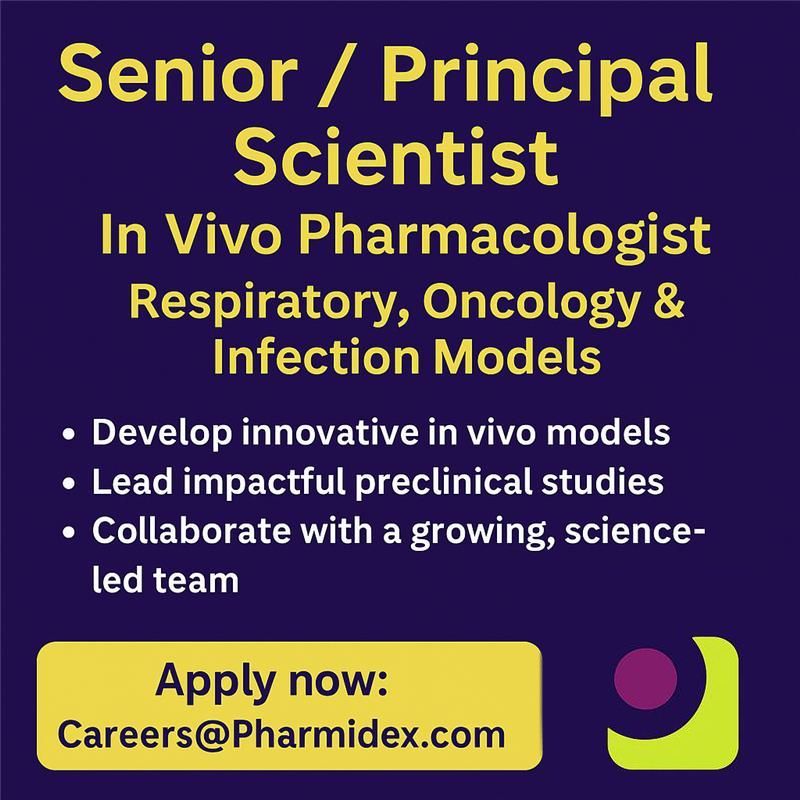 We’re Hiring! Senior/Principal Scientist–In Vivo Pharmacologist