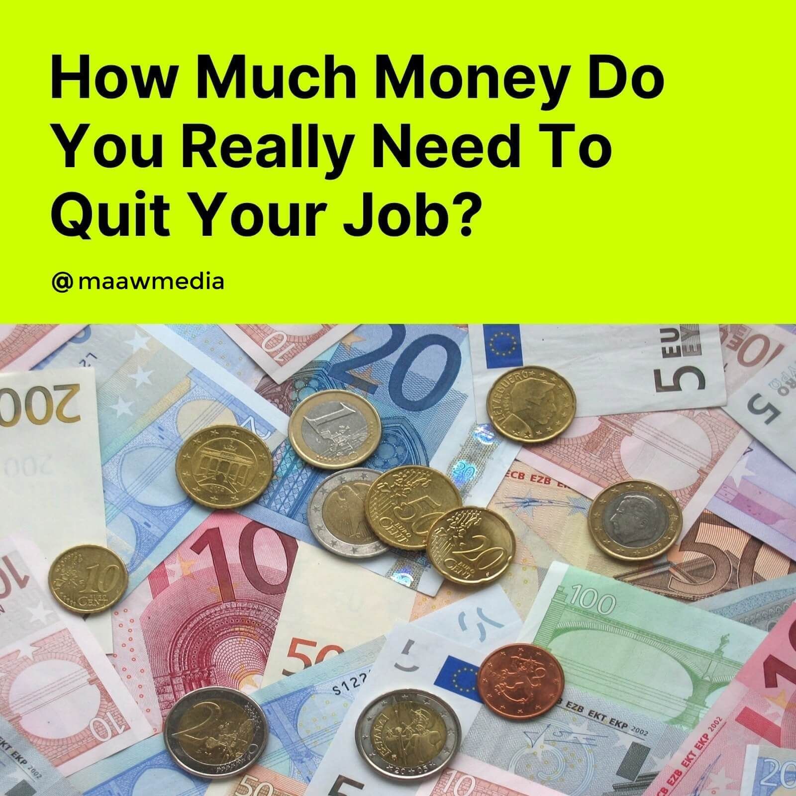 How much money do you really need to quit your job article image with money pictured.