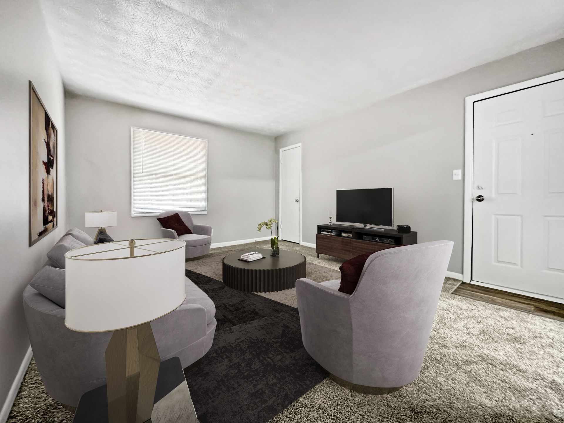 Living room in Cascade Oaks Apartments in Atlanta, GA.