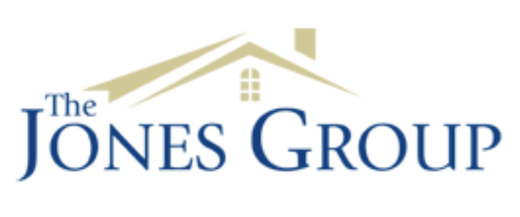 A logo for the jones group with a house on it