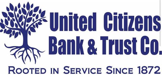 The logo for united citizens bank and trust co. is a tree with roots.