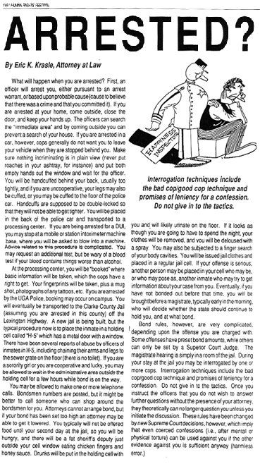 Arrested — Watkinsville, GA — Law Offices of Eric K. Krasle