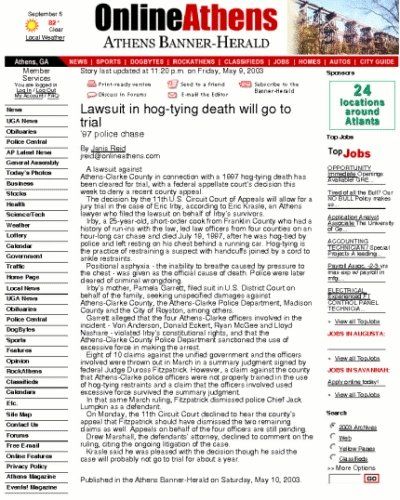 Hog-tying Trial — Watkinsville, GA — Law Offices of Eric K. Krasle