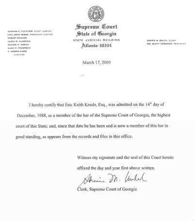 Supreme Court of Georgia — Watkinsville, GA — Law Offices of Eric K. Krasle