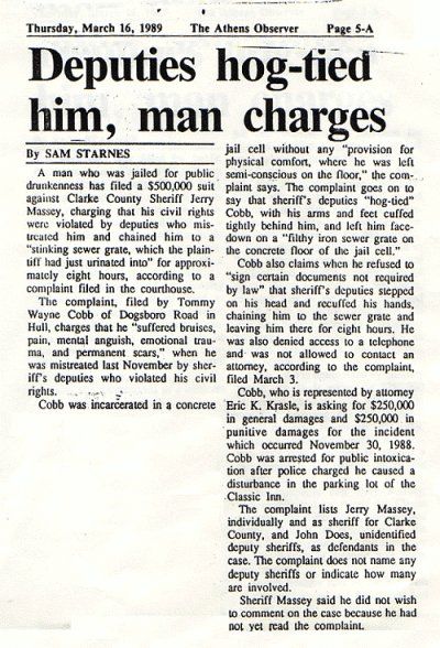 Hog-tying Incident — Watkinsville, GA — Law Offices of Eric K. Krasle