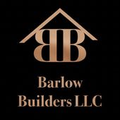 Logo for Barlow Builders LLC with stylized "BB" within a house frame, gold on black background.