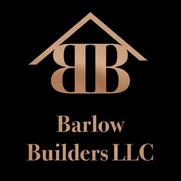 Logo for Barlow Builders LLC with stylized "BB" within a house frame, gold on black background.