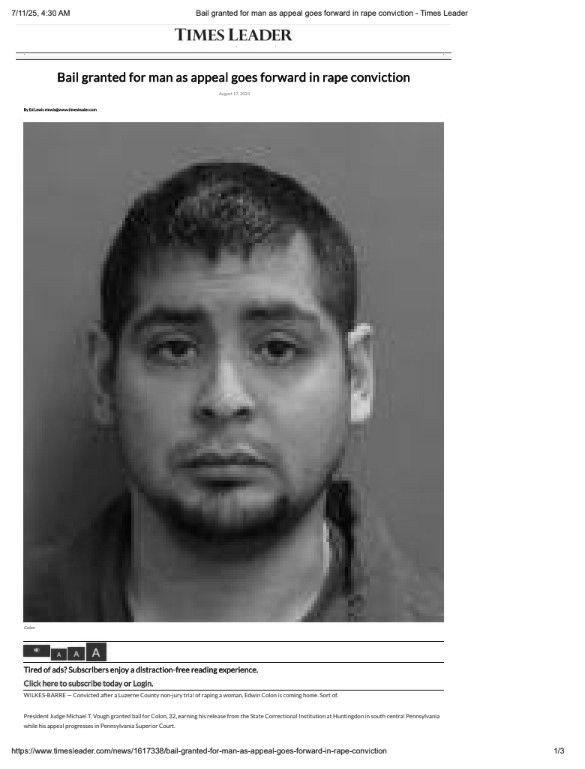 Mugshot of a man with dark hair and a goatee. The headline reads, 