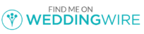 A logo for a website called find me on weddingwire.