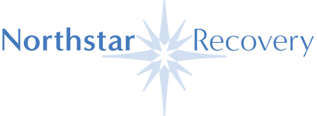 A blue logo for northstar recovery with a star in the middle.