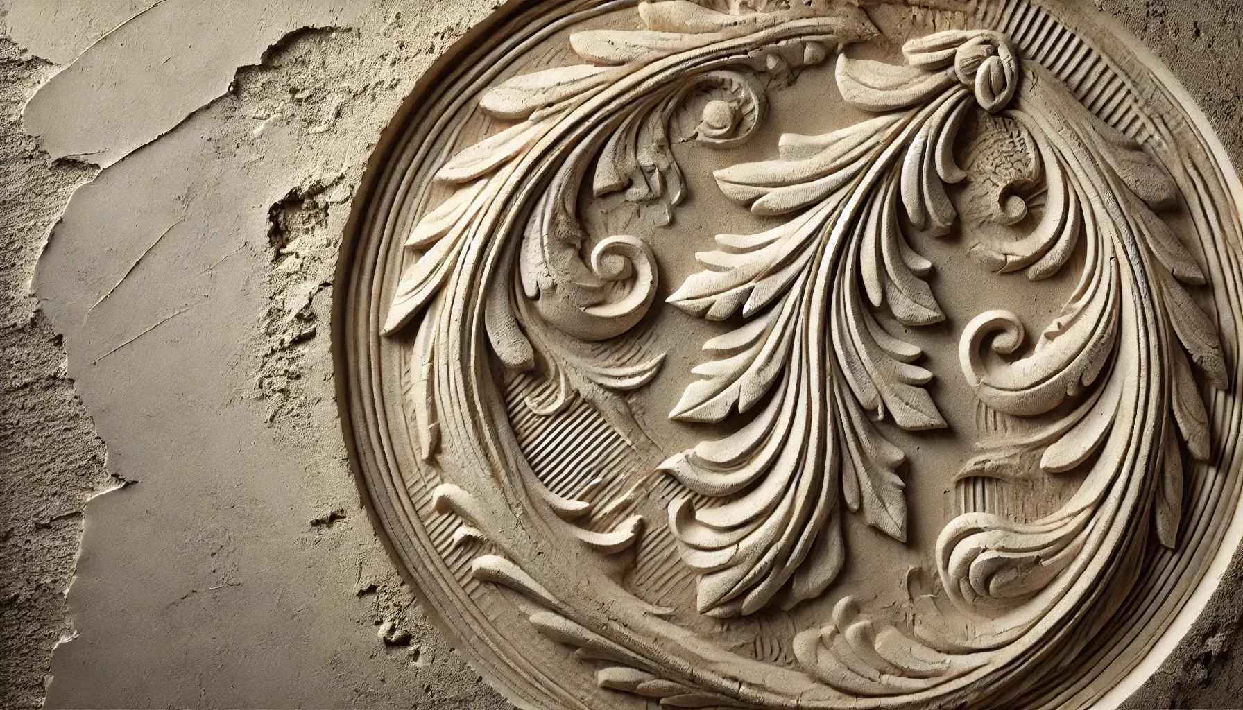 Close-up view of plaster application showing detailed craftsmanship.