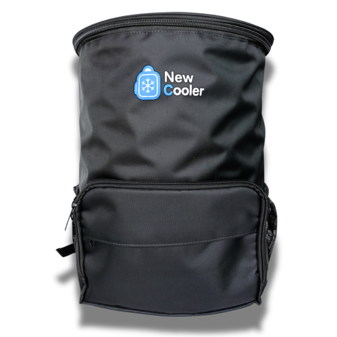 Bolsa térmica preta com o logotipo 