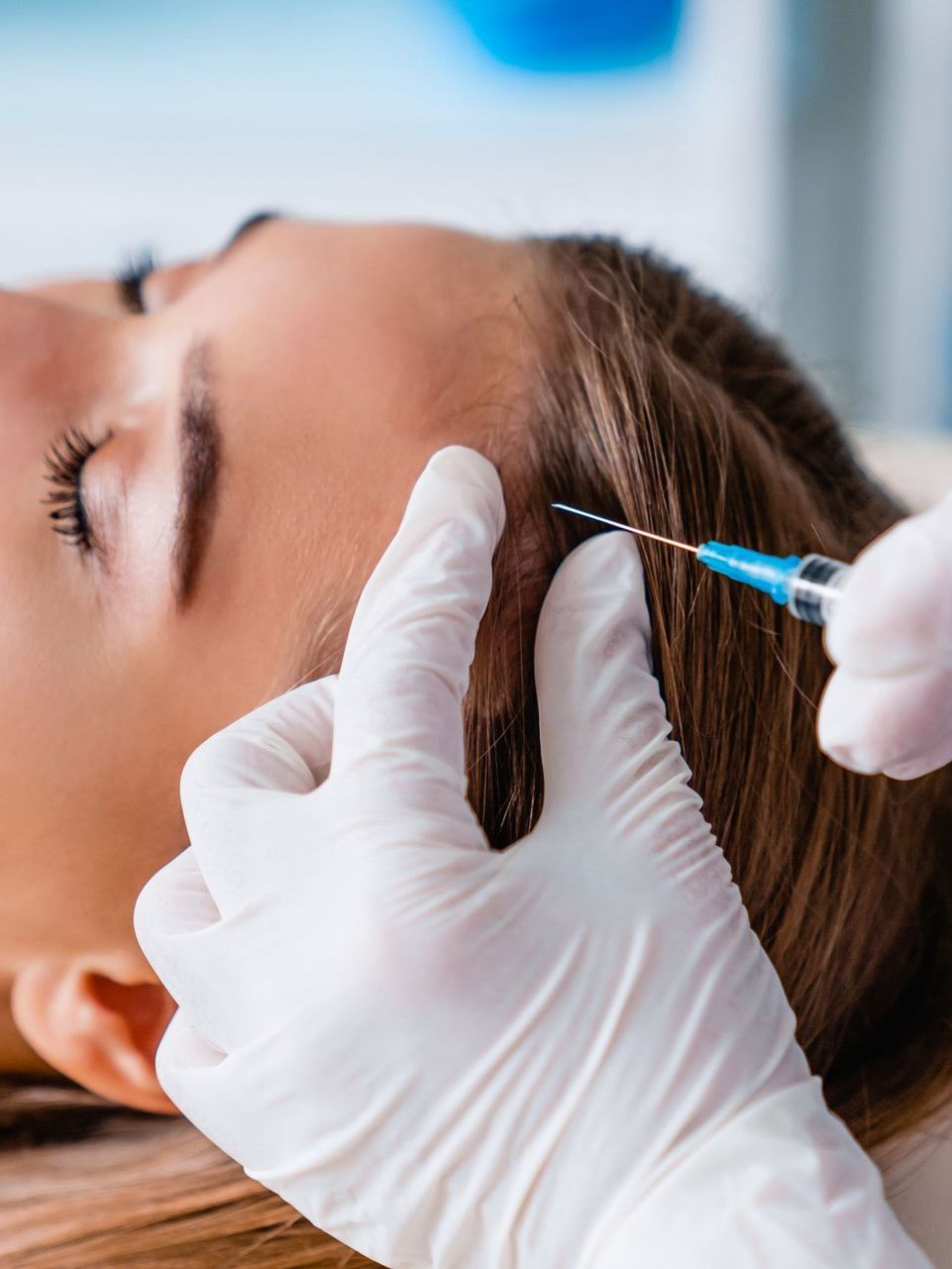 woman getting prp injections for hair rejuvenation