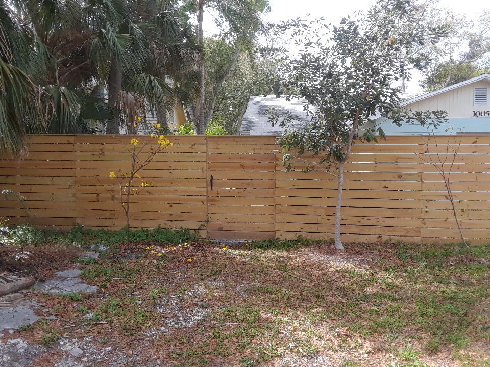 Horizontal wood fence