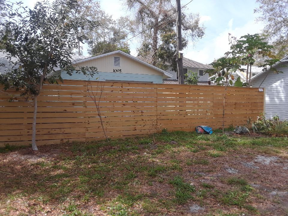 Horizontal wood fence