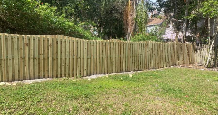 Sweep top Vertical Shadowbox wood fence