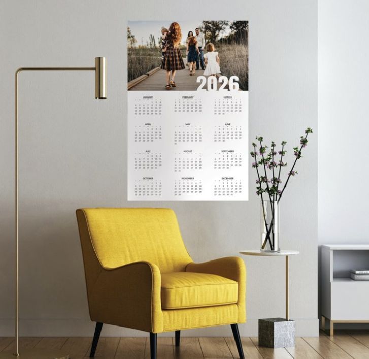 Custom design photo calendar on a wall