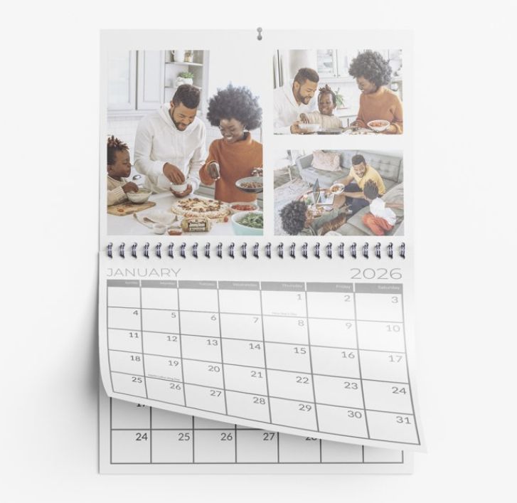 Custom design photo calendar on a wall