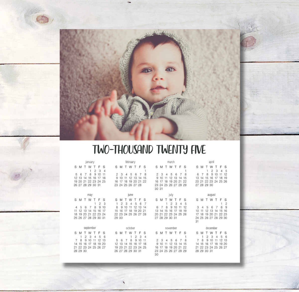 Custom calendar of baby for 2025 year