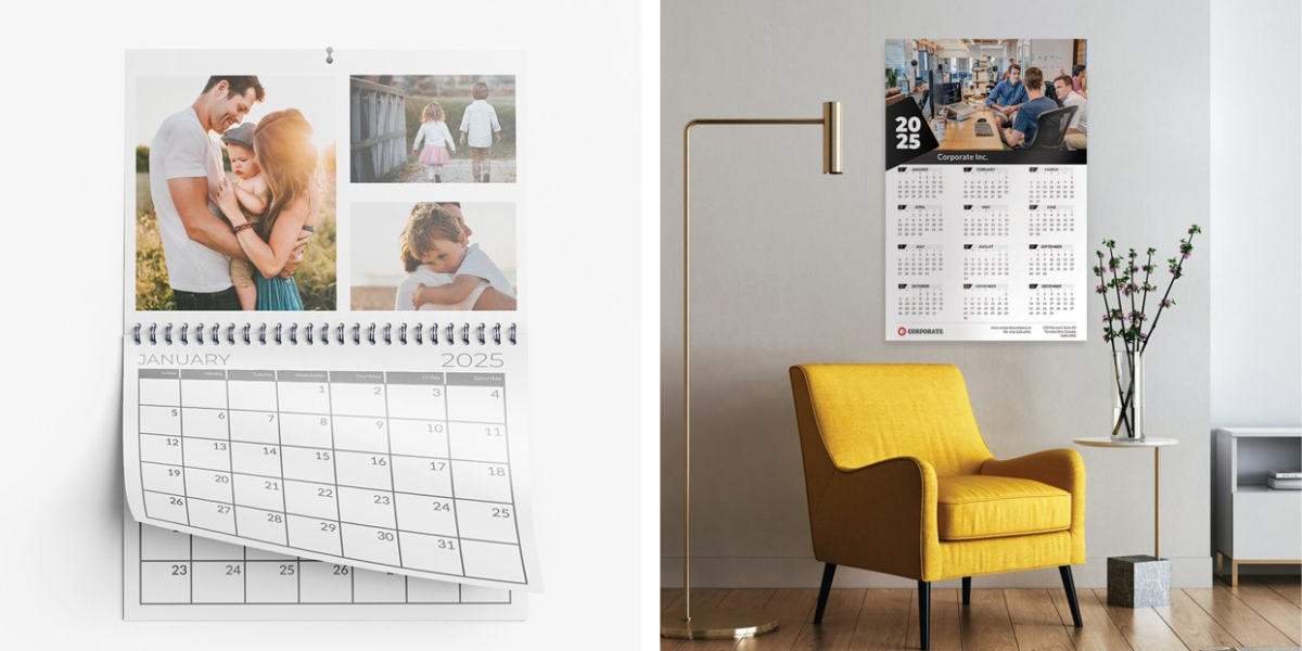 Custom design calendars on wall and in living room