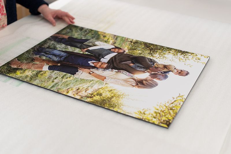 A large photo print laid out on table