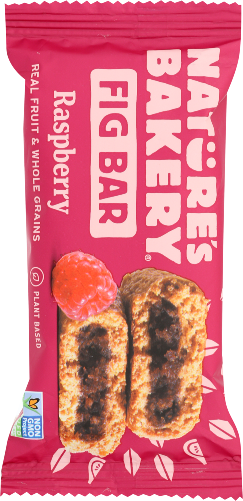 A bag of nature 's bakery fig bar raspberry