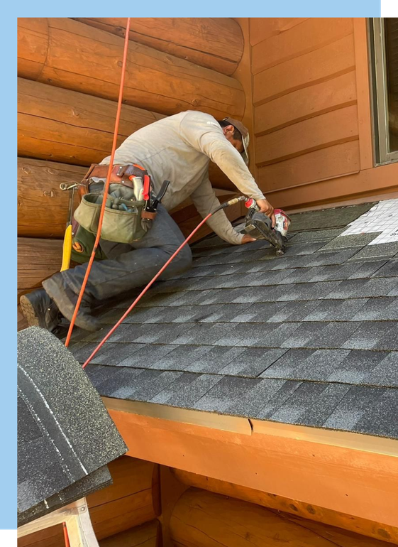 Riverbend Roofing technician performing roof repairs in Northern Utah